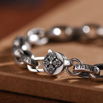 Buddha Stones 925 Sterling Silver Six True Words Wisdom Calm Bracelet - image 2