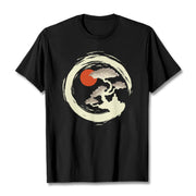 Foviel Red Sun Pine Zen Circle Meditation Person Tee T-shirt