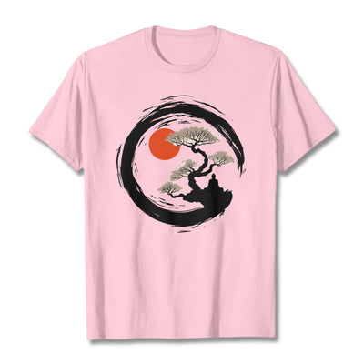 Buddha Stones Red Sun Pine Zen Circle Meditation Person Tee T-shirt - LightPink - 2XL - image 12