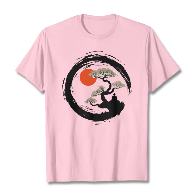 Buddha Stones Red Sun Pine Zen Circle Meditation Person Tee T-shirt - LightPink - 2XL - image 12