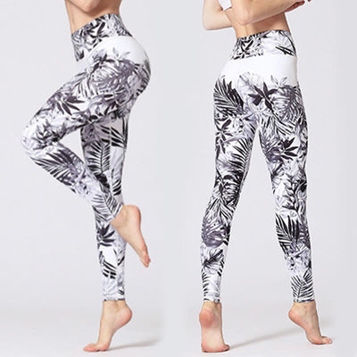 Pantalon de yoga pour femmes Foviel Lines Weeds Sakura Flowers Black Tree, legging de sport et de fitness