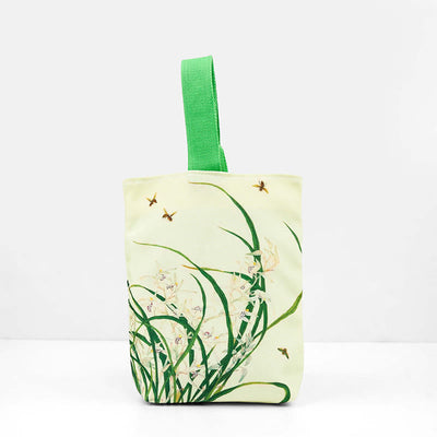 Buddha Stones Orchid Bee Canvas Handbag Handbags BS 2