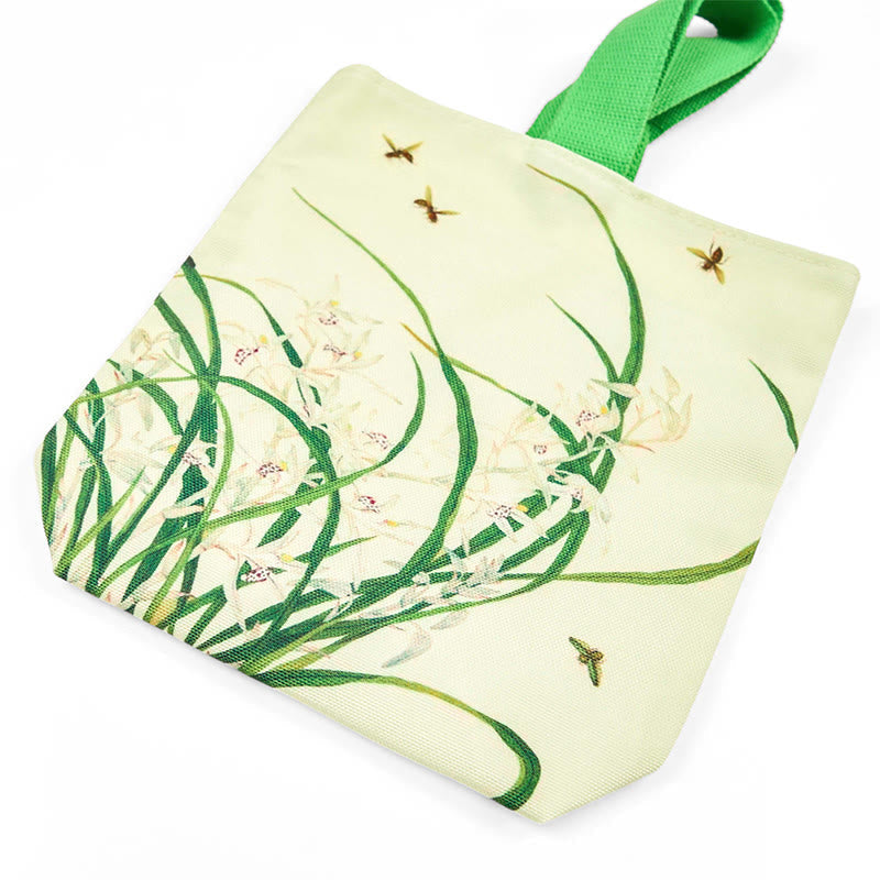 Buddha Stones Orchid Bee Canvas Handbag Handbags BS 4
