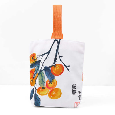 Buddha Stones Persimmon Canvas Handbag Handbags BS Persimmon 15*8*22cm