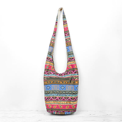 Foviel Colored Stripes Cotton Crossbody Bag Shoulder Bag