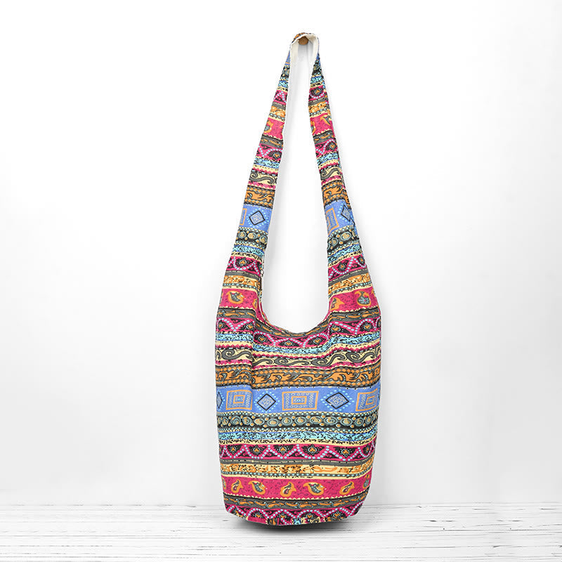 Foviel Colored Stripes Cotton Crossbody Bag Shoulder Bag
