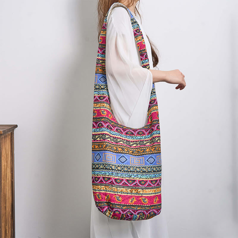 Foviel Colored Stripes Cotton Crossbody Bag Shoulder Bag