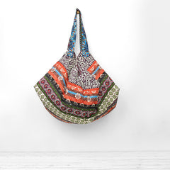 Sac à bandoulière en coton à motif rayures colorées Foviel