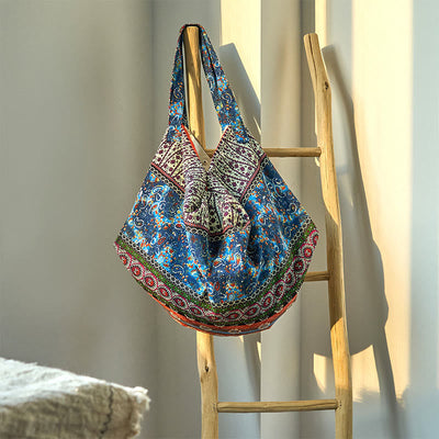 Sac à bandoulière en coton à motif rayures colorées Foviel