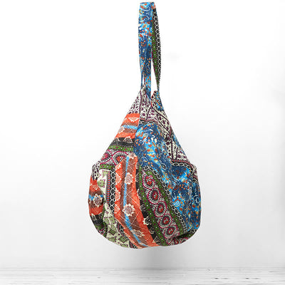 Sac à bandoulière en coton à motif rayures colorées Foviel