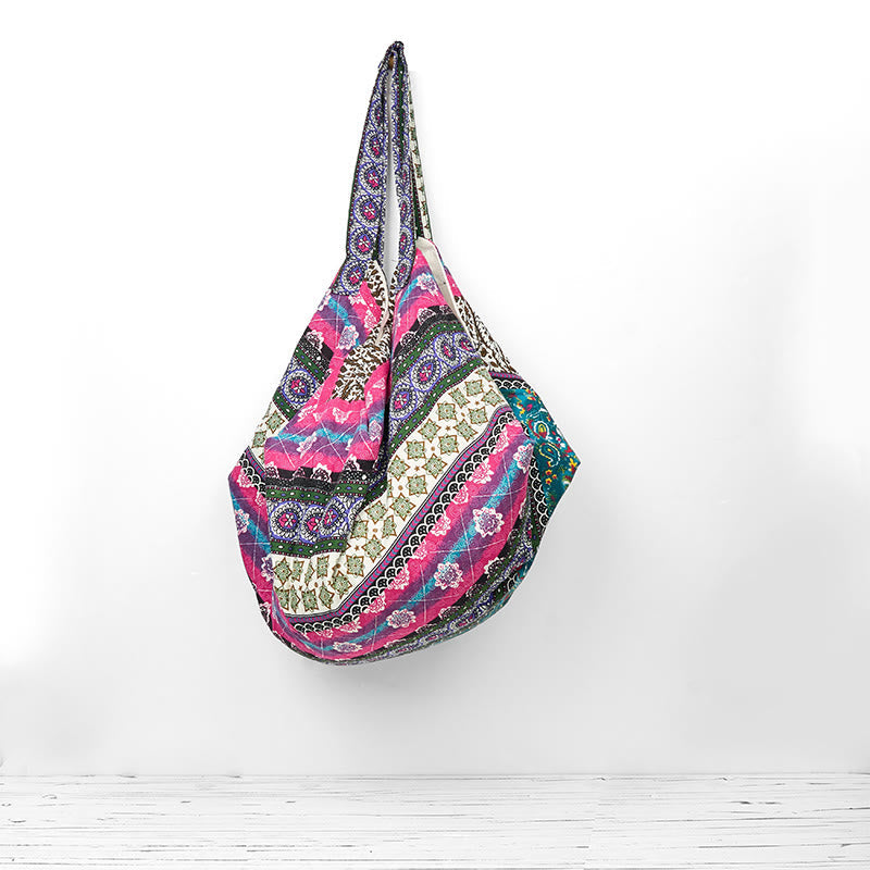 Sac à bandoulière en coton à motif rayures colorées Foviel