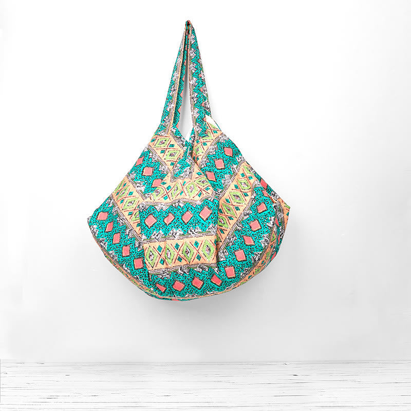 Sac à bandoulière en coton à motif rayures colorées Foviel