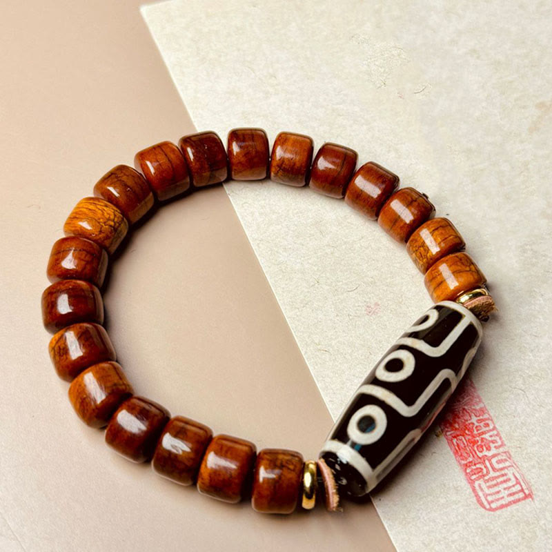 Foviel Tibetan Bone Beads Nine-Eye Dzi Bead Protection Bracelet