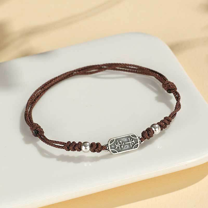 Bracelet tressé Foviel fait main en argent sterling 925, symbole de paix, de joie et de protection