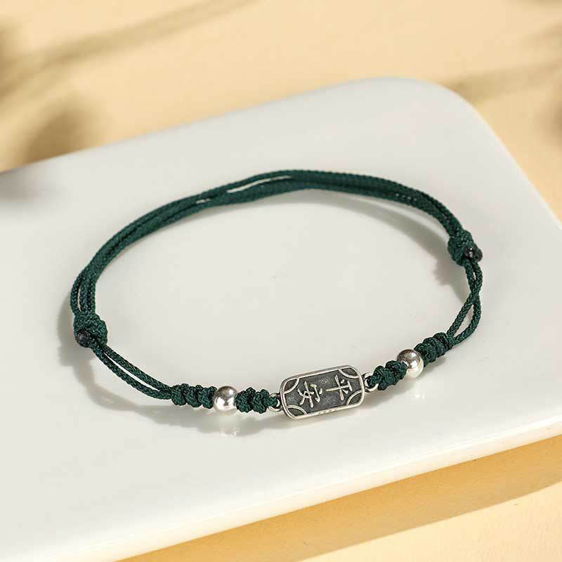 Bracelet tressé Foviel fait main en argent sterling 925, symbole de paix, de joie et de protection