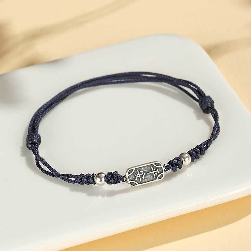Bracelet tressé Foviel fait main en argent sterling 925, symbole de paix, de joie et de protection