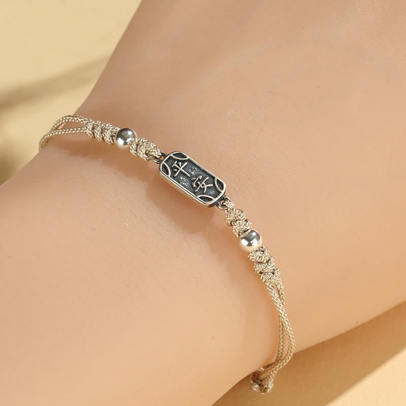 Bracelet tressé Foviel fait main en argent sterling 925, symbole de paix, de joie et de protection