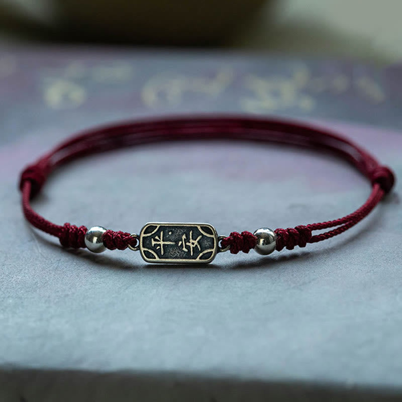 Bracelet tressé Foviel fait main en argent sterling 925, symbole de paix, de joie et de protection