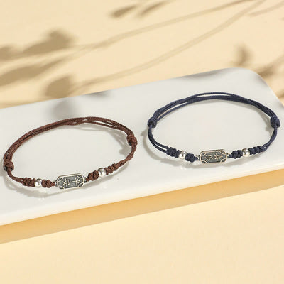 Bracelet tressé Foviel fait main en argent sterling 925, symbole de paix, de joie et de protection