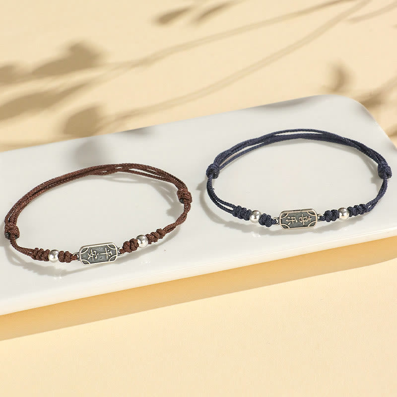 Bracelet tressé Foviel fait main en argent sterling 925, symbole de paix, de joie et de protection