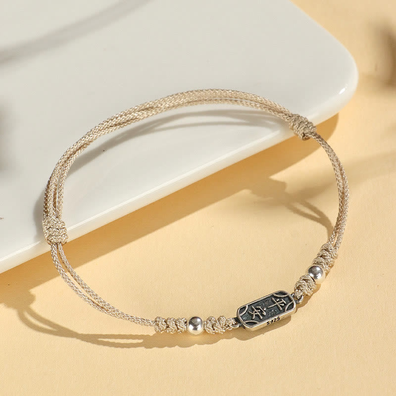 Bracelet tressé Foviel fait main en argent sterling 925, symbole de paix, de joie et de protection