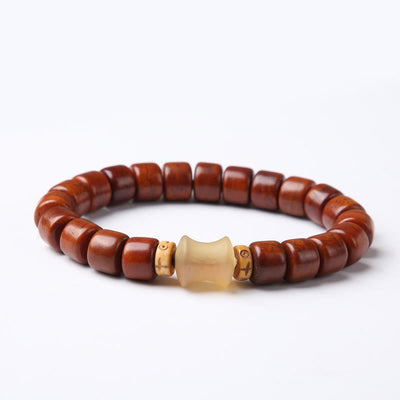 Bracelet de force Foviel en os tibétain, perle Dzi à trois yeux, corne de mouton et agate rouge