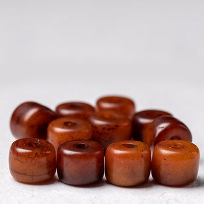 Bracelet de force Foviel en os tibétain, perle Dzi à trois yeux, corne de mouton et agate rouge