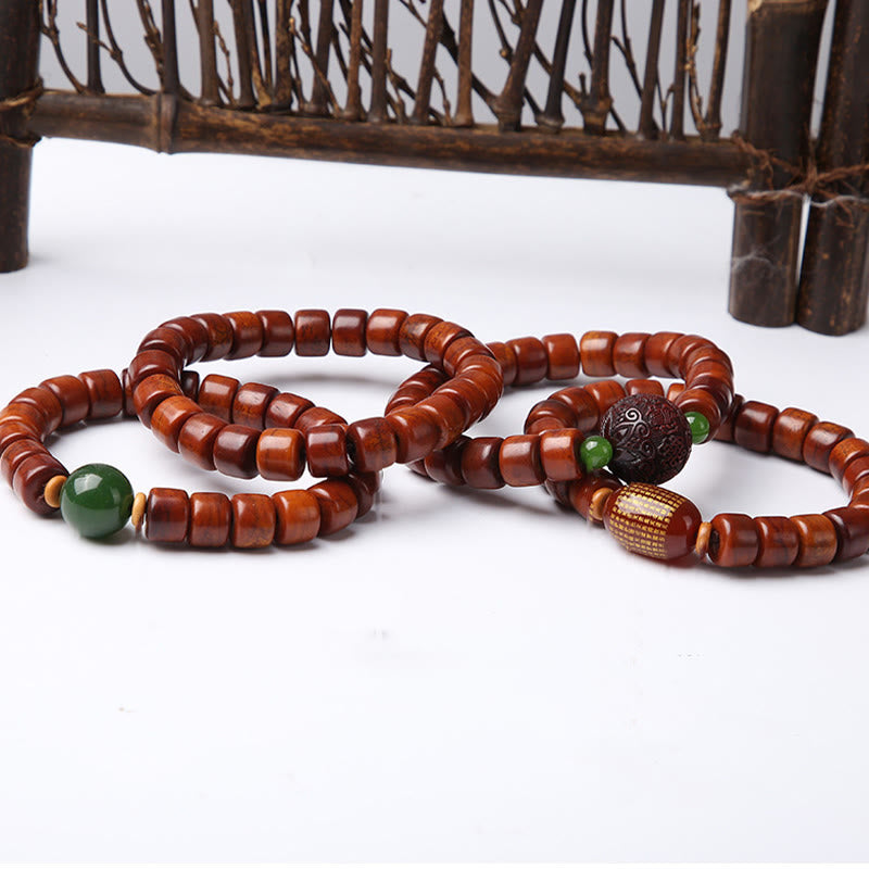 Foviel Tibetan Bone Beads Three-Eyed Dzi Bead Sheep Horn Red Agate Strength Bracelet
