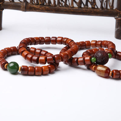 Bracelet de force Foviel en os tibétain, perle Dzi à trois yeux, corne de mouton et agate rouge