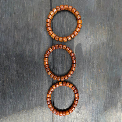 Bracelet de force Foviel en os tibétain, perle Dzi à trois yeux, corne de mouton et agate rouge