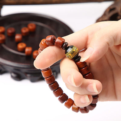 Bracelet de force Foviel en os tibétain, perle Dzi à trois yeux, corne de mouton et agate rouge