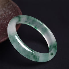 Foviel Natürliche Jade schwimmende Blume Glück Armband-Armreif