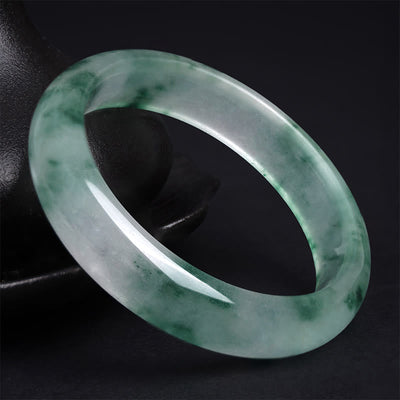 Foviel Natürliche Jade schwimmende Blume Glück Armband-Armreif
