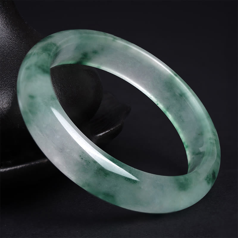 Foviel Natürliche Jade schwimmende Blume Glück Armband-Armreif