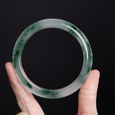Foviel Natürliche Jade schwimmende Blume Glück Armband-Armreif