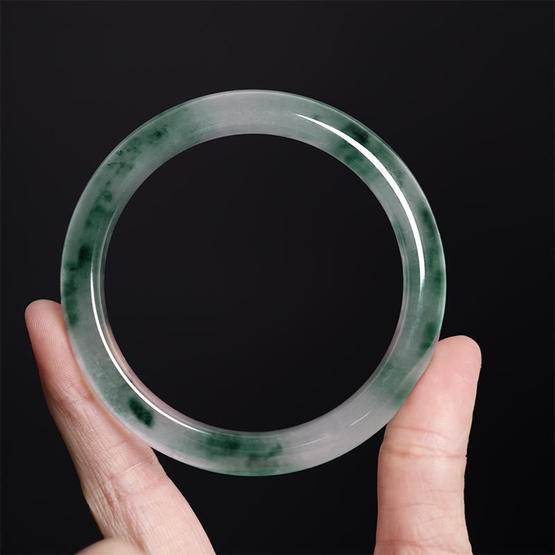 Foviel Natürliche Jade schwimmende Blume Glück Armband-Armreif