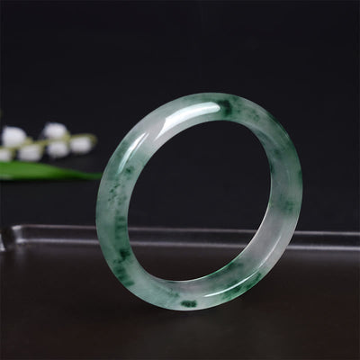 Foviel Natürliche Jade schwimmende Blume Glück Armband-Armreif