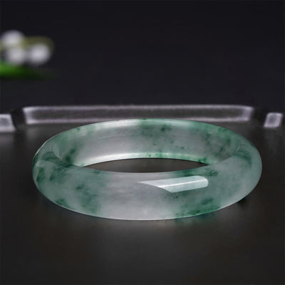 Foviel Natürliche Jade schwimmende Blume Glück Armband-Armreif
