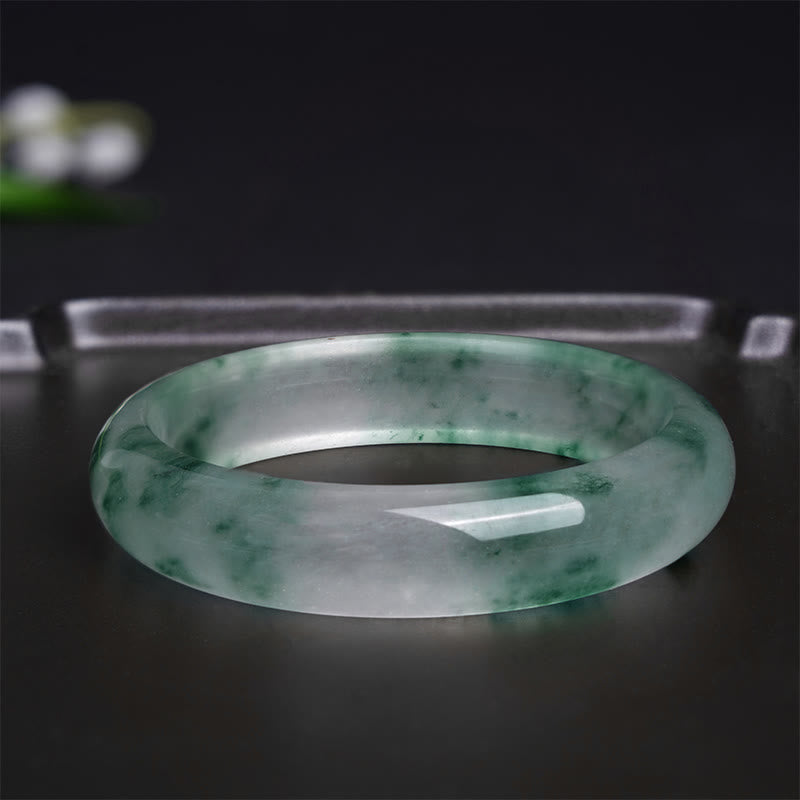 Foviel Natürliche Jade schwimmende Blume Glück Armband-Armreif