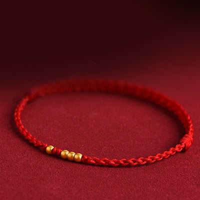 Bracelet de protection tressé pour couple, perles en or 999 Foviel, porte-bonheur