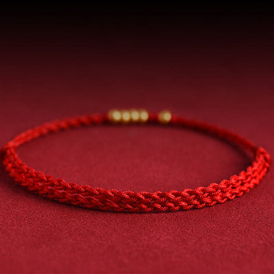 Bracelet de protection tressé pour couple, perles en or 999 Foviel, porte-bonheur