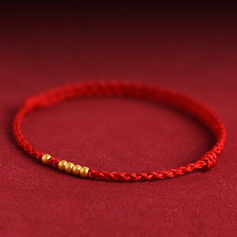 Bracelet de protection tressé pour couple, perles en or 999 Foviel, porte-bonheur