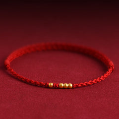 Bracelet de protection tressé pour couple, perles en or 999 Foviel, porte-bonheur