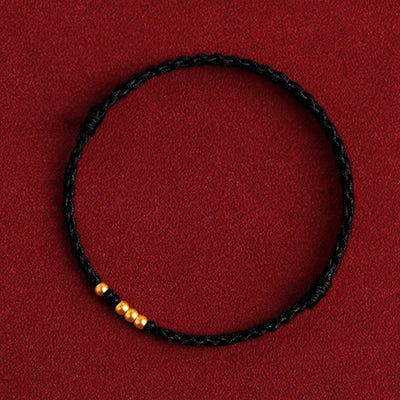 Bracelet de protection tressé pour couple, perles en or 999 Foviel, porte-bonheur