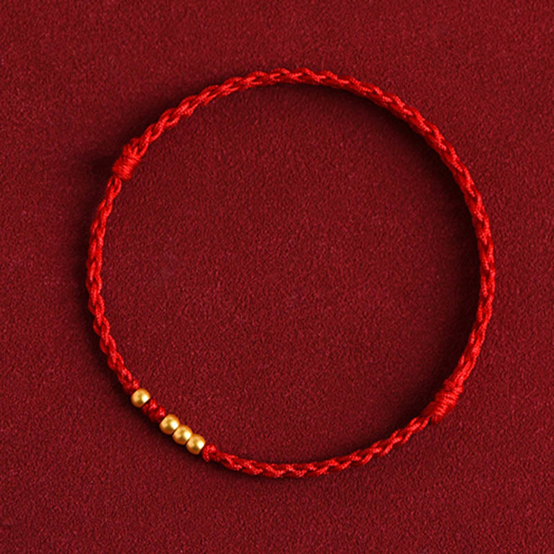 Foviel 999 Gold Beads Luck Braided Protection Couple Bracelet