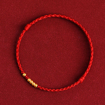 Bracelet de protection tressé pour couple, perles en or 999 Foviel, porte-bonheur