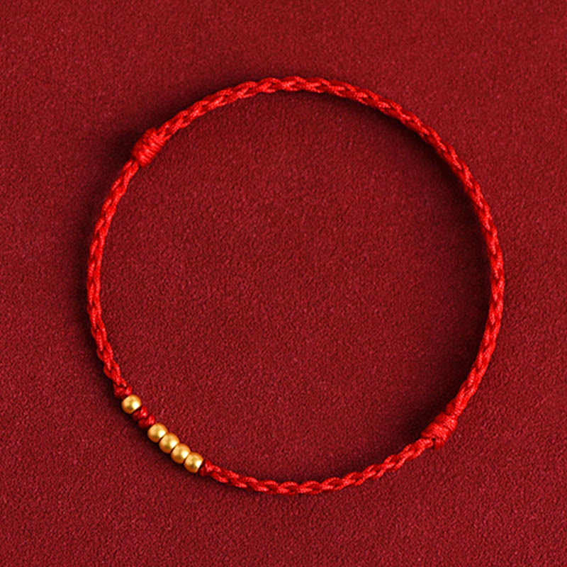 Bracelet de protection tressé pour couple, perles en or 999 Foviel, porte-bonheur