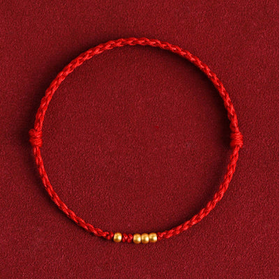 Bracelet de protection tressé pour couple, perles en or 999 Foviel, porte-bonheur