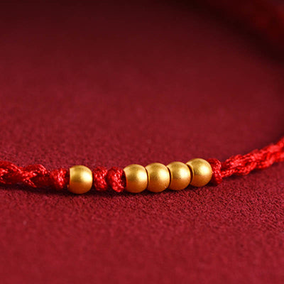 Bracelet de protection tressé pour couple, perles en or 999 Foviel, porte-bonheur