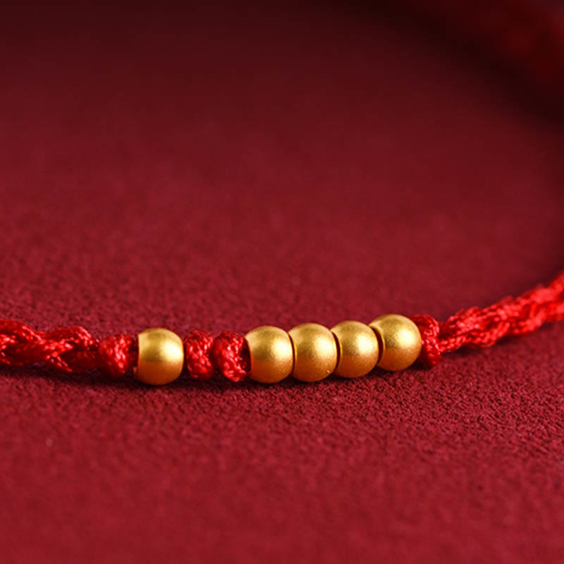 Bracelet de protection tressé pour couple, perles en or 999 Foviel, porte-bonheur